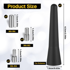 IANFAN Car Short Antenna, 2.56 inch Roof Mount Vehicle Antennae Replacement FM AM Universal Rubber Car Radio Antenna Mast with Screws for Most Cars SUVs(Black)