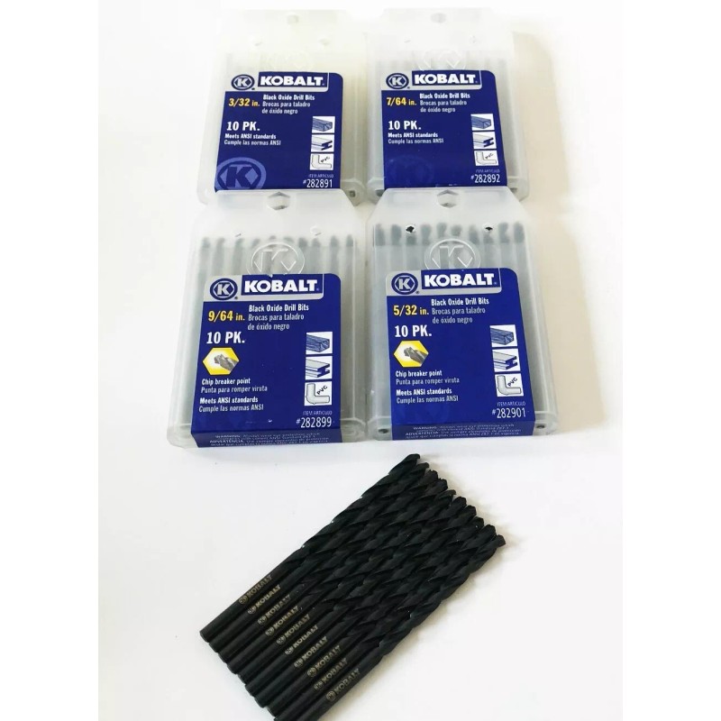 Kobalt 40pc KOBALT LASER ETCHED BLACK HSS DRILL BITS ASSORTMENT