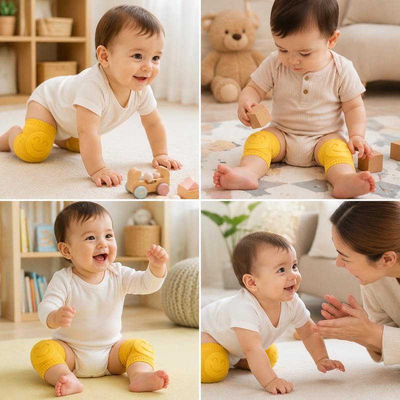 Baby Knee Pads for Crawling – Soft Cotton Non-Slip Protection