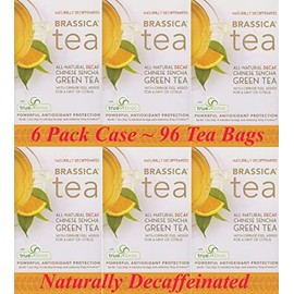 Brassica® DECAF. Green W/Orange Tea W/sgs~ 6 Boxes (96 Tea Bags)