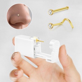 AceFun Nose Piercing Kit, 4 Pack Self Nose Piercing Gun, Disposable Safety Nose Piercing Kit with Nose Rings Stud Nose Piercings Gun Kit Tool (Silver or Gold), Stainless Steel