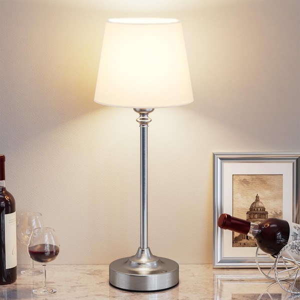 Kakanuo Cordless Table Lamp Rechargeable Silver - 1 Pack 4000mAH