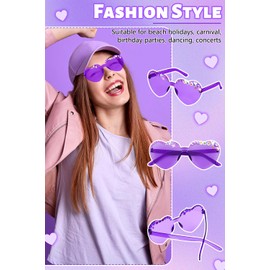 SelfTek 10 Pcs Heart Glasses, Rimless Heart Shaped Sunglasses DIY Colorful Friendship Glasses with Letter Beads and Rhinestones Party Favor for Birthday Hen Party