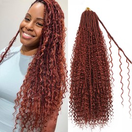 Haftaluv Boho Faux Locs Crochet Hair 9 Packs Long Goddess locs 24 Inch Boho Soft Locs With Curly Ends Pre Looped Bohemian River Loc Crochet Hair For Women (24 inch,#350)