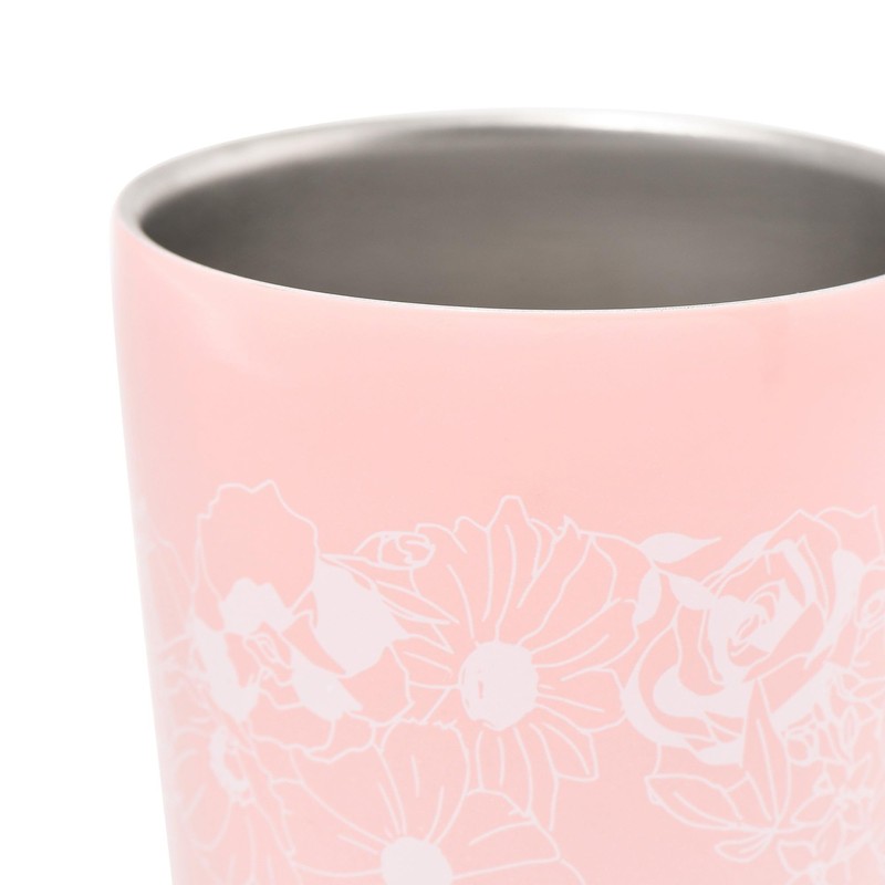 Francfranc GS Pair Stainless Steel Tumblers Flower & Leaf