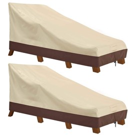 Vailge Vailge Waterproof Patio Chaise Lounge Cover, 600D Heavy Duty Outdoor Lounge Chair Covers,UV Resistant Patio Furniture Covers,2 Pack-Medium ,Beige & Brown
