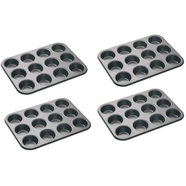 Bahob® 4 Pack 12 Hole Non Stick Cupcake Tray Muffin Pan Baking Moulds Hole Cup (Pack of 1,2,4) (4)