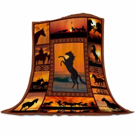 Abaysto Animal Print Throw Blanket, Soft Cozy Flannel Couch Bed TV Blanket, Horse Lovers Gifts for Girls Women Men, 130x150cm(50x60 Inch)