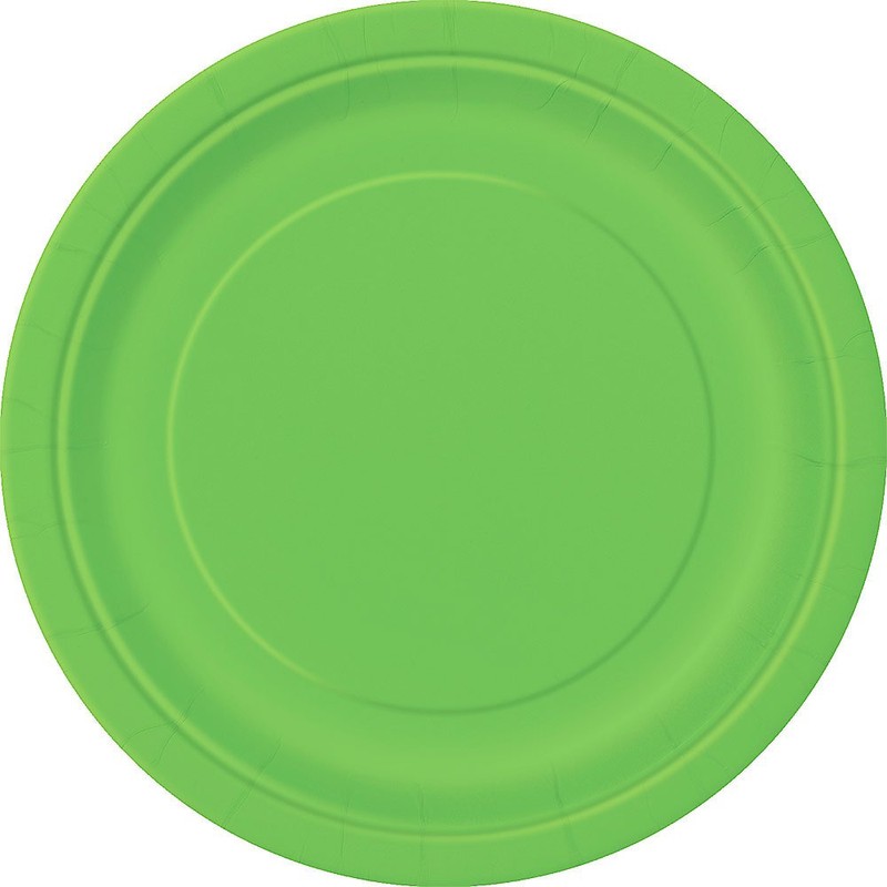 Lime Green Solid Round Paper Dinner Plates - 9" (Pack