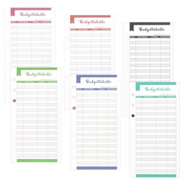 TANCUDER 96 Sheets Budget Sheets, Refill Paper A6, Budget Planner Paper, 6 Colours Budget Sheets, Refillable Note Paper, Budget Planner Sheets with Stickers for Loose Leaf Notebook, Notepads