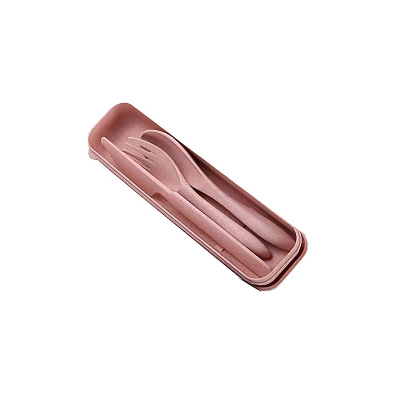 Juego de Utensilios de Viaje, Cubiertos de Paja de Trigo,