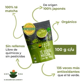 Té Verde 100% Matcha Zen Tea Orgánico 200 Grs *sin Rellenos