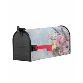 Futuregrace Mailbox Covers Magnetic Oversized 21x25.5In Outside Mailbox Decorations Pastoral Rose Lavender Wildflower Board Grain Magnetic Postbox Covers Wrap for Garden Yard Home