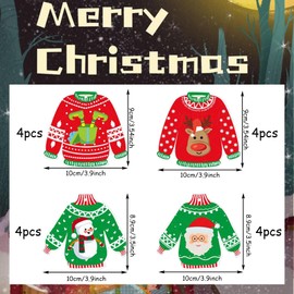 16Pcs Christmas Hanging Ornament for Tree,Xmas Hanging Pendants Tree Decorations,Funny Mini Christmas Ugly Jumpers Hanging Baubles Ornament Paper Cards for Christmas Tree Home Couryard Decorations