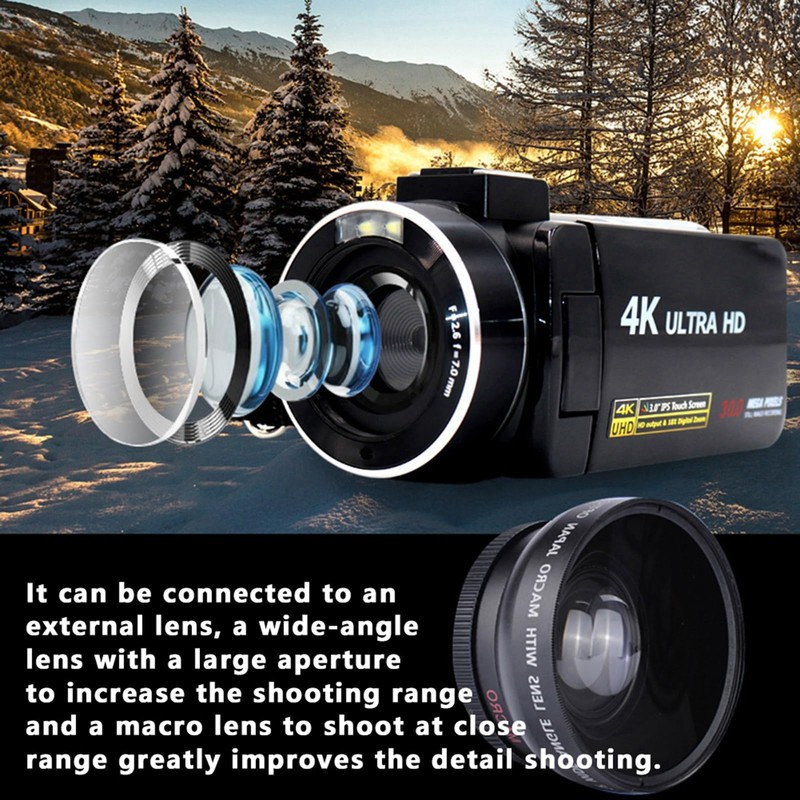 ASHATA Digital Video Camera, 4K Anti‑Shake High Definition Digital Video