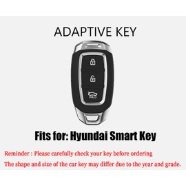 HIBEYO Key Fob Cover for Hyundai Santa I30 IX35 Encino KONA Solaris Azera Grandeur Elantra Accent Fe 3 Button ABS Leather Key Holder Car Accessories with Keychain-Leather Key Chain(Gray)