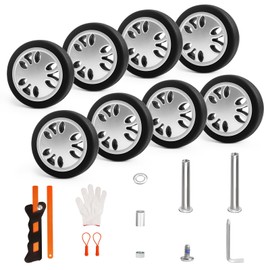 ASUNTOM Luggage Wheels Replacement Set 8PCS 2inch TPU Rubber Wheel Convenient Upgrade Sets Smooth Silent for Suitcase Spinner Trolley Bag Drawbar Travel Box Caster Repair