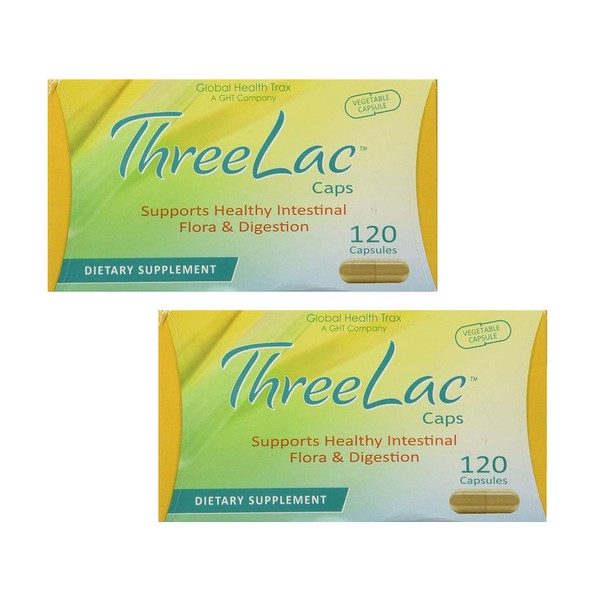 Global Health Trax Threelac Probiotic 120ct Capsules (2 Bottle) Promote a Healthy Immune System