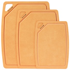 BESTCOOK Wood Fiber Cutting Board Set of 3, Composite Chopping Boards with Juice Groove, Dishwasher Safe, Non-Toxic, BPA-Free, Non-Porous, Non-Slip Feet, Durable for Cutting Meat, Vegetables, Fruit