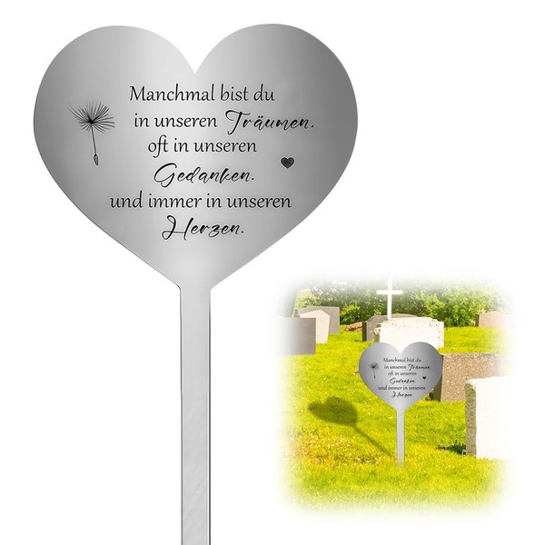 Grave Decoration Weatherproof, Cemetery Decoration, Grave Stake Stainless Steel Heart,