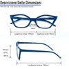 Kodilin Lesebrille für Damen, Anti-Licht, blaues Katzenauge, PC-Brille mit Federscharnier,