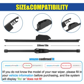 13" Rear Wiper Blade, Replacement Windshield Wiper Blades For Hyundai Elantra GT 17-13 /Jaguar E-Pace 20-18，F-Pace 21-17 / Kia Niro 22-17 Niro EV 22-19 Forte 18-14 /Alfa Romeo Stelvio 23-17 (13-P)