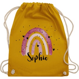 Geschenk mit Namen personalisiert by Shirtracer - Gym Bag Backpack - Boho - Rainbow, 10 Mustard Yellow