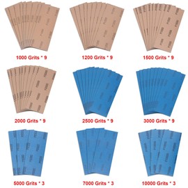 SIQUK 63 Pieces Wet and Dry Sandpaper 1000 1200 1500 2000 2500 3000 5000 7000 10000 High Grit Sanding Sheets Assortment 9 x 3.6 Inches Abrasive Paper