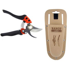 Rittenhouse Bahco PXR-M2 Ergonomic Rotating Handle Bypass Pruner with Prof-H Leather Pouch (Bundle, 2 Items)
