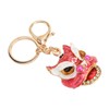 6pcs Lion Dance Keychains Cute Funny Rust Prevention Rhinestone Keychain