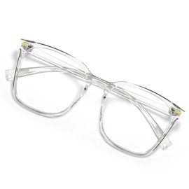 MACJERO Oversized Square Blue Light Blocking Glasses for Women Men, Anti-Fatigue Computer Monitor Gaming Glasses Reduce Eye Strain(transparent)