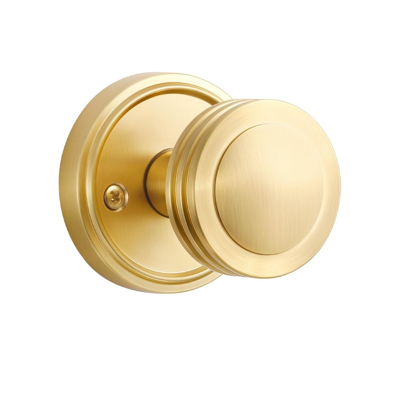 SORWDUERM 2 Pack Gold Door Knob Passage Door Knobs Brushed