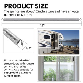 TonGass (4-Pack) 1 ft Stainless Steel RV Screen Door Spring Closure Kit Universal Fit for Square and Radius Screen Corners Double Action Spring Returns Door to Close Position - 4 Springs & 8 Screws