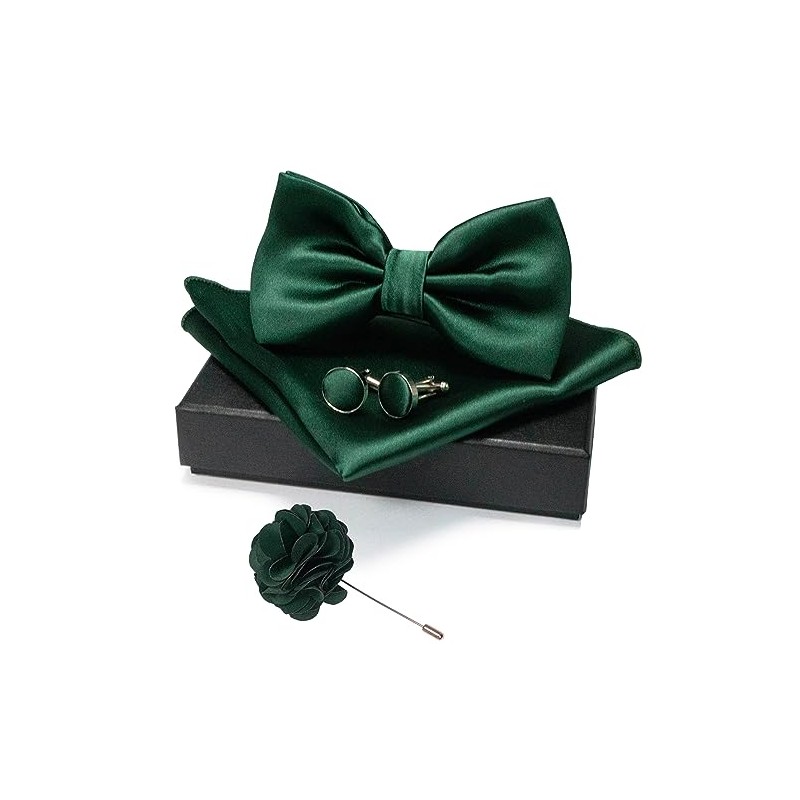 JEMYGINS Men's Bow Tie Satin Bow Tie and Pocket Square