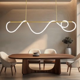 CdaAchRei 78.74" Kitchen Island Lighting,Adjustable Height Linear Chandelier,Led Dimmable Aluminum DIY Shapes Ceiling Pendant Light Fixtures with Remote Control for Dining Room,Living Room