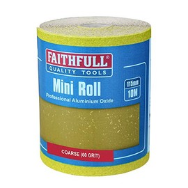 Faithfull FAIAR1060Y 10M Coarse (60 Grit) Sandpaper Roll Yellow (Std) 115mm x 10M