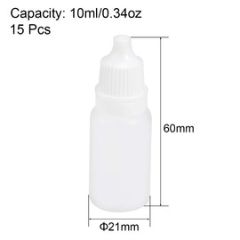 sourcing map Plastic Dropper Bottles, 10ml/0.34 oz Empty Squeezable Dropper Bottle with Cap, Pack of 15