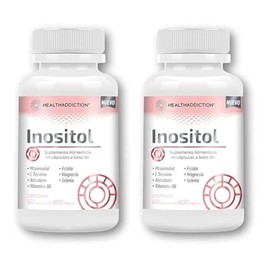 Healthaddiction Fórmula Avanzada Inositol Suplemento Myo Teanina Arándano Vitamina Folato Ácido Fólico Magnesio Selenio Frascos Capsulas 800