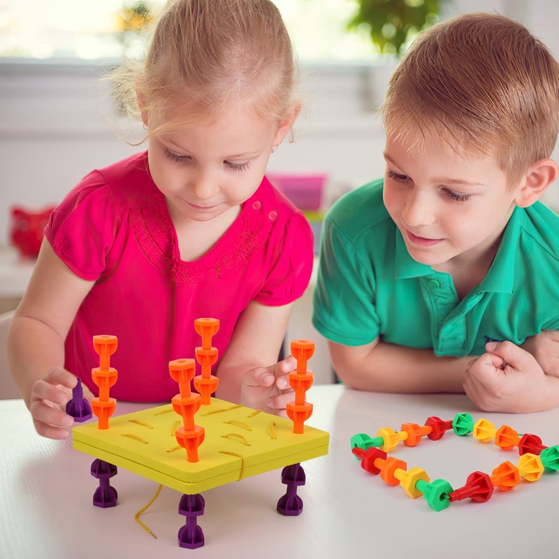 Play Build Rainbow Pegs and Board Deluxe 200pc Set, Montessori