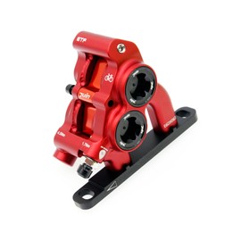 Juin Tech ETF Hydraulic Disc Brake Caliper Set - Flat Mount - 4-Piston Power for Road, Gravel & CX (Red, 160mm)
