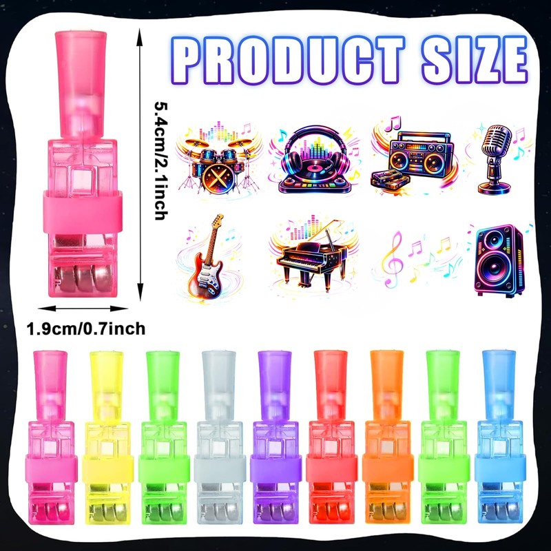 24PCS Music Party Favors Finger Lights for Kids, Goodie Bag