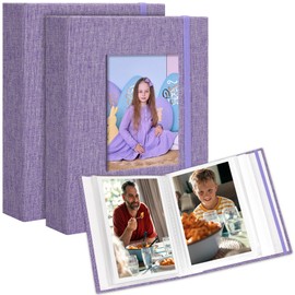 Remowith Photo Album 6 x 4,Slip-in Picture Albums,Linen Hardcover Picture Albums for Family Anniversary Baby Wedding 52 Pockets 2 Pack Purple