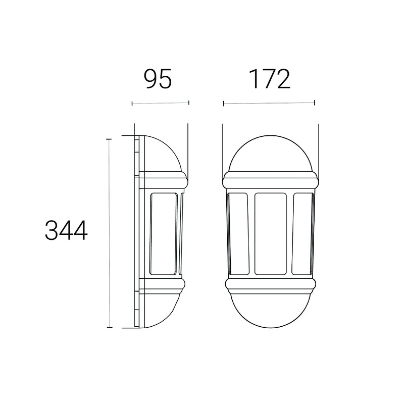 4lite Outdoor Half Wall Lantern (Black) IP65 Rated Motion Sensor