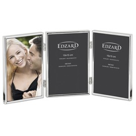 EDZARD Genoa Collage Triple Photo Frame for 3 Photos 10 x 15 cm Portrait Silver Plated Tarnish Resistant Velvet Back Photo Frame for Standing