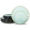 Lullaby 50pcs Clear Green Plastic Plates with Gold Rim, Fancy