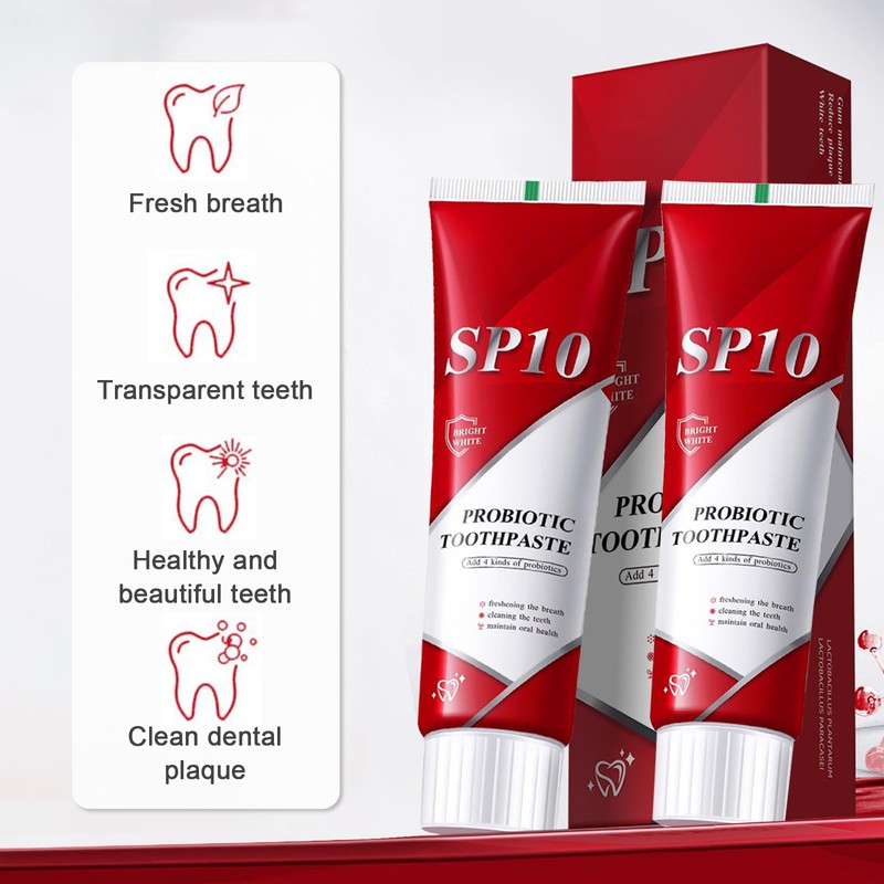 SP10 Probiotic Toothpaste, 2Pcs 100g Teeth Whitening Toothpaste with 4