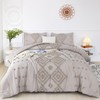 ZRNBAST Oatmeal Tufted Queen Comforter Set 3 Pieces Beige Grey