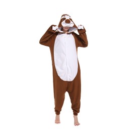 Unisex Onesie Pajamas Plush Cosplay Sloth Animal Onesies for Adults Costume Brown L