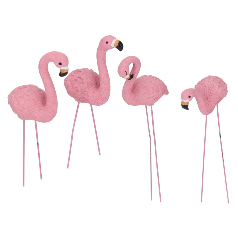 4 Pcs Pink Flamingo Garden Statue Fine Details Stylish Vivid