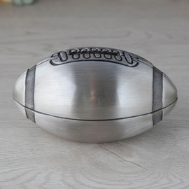 ibasenice Rugby Shaped Piggy Bank for Boys, Metal Coin Bank, Money Bank, Kids Decorative Coin Pot, Silver, 4.92 X 2.76 X 2.76 Inches, Ideal for Children, Home Decor